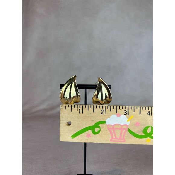 Vintage 1980s Gold Tone Earrings Chunky Gold Teardrop Waterdrop - Picture 5 of 5